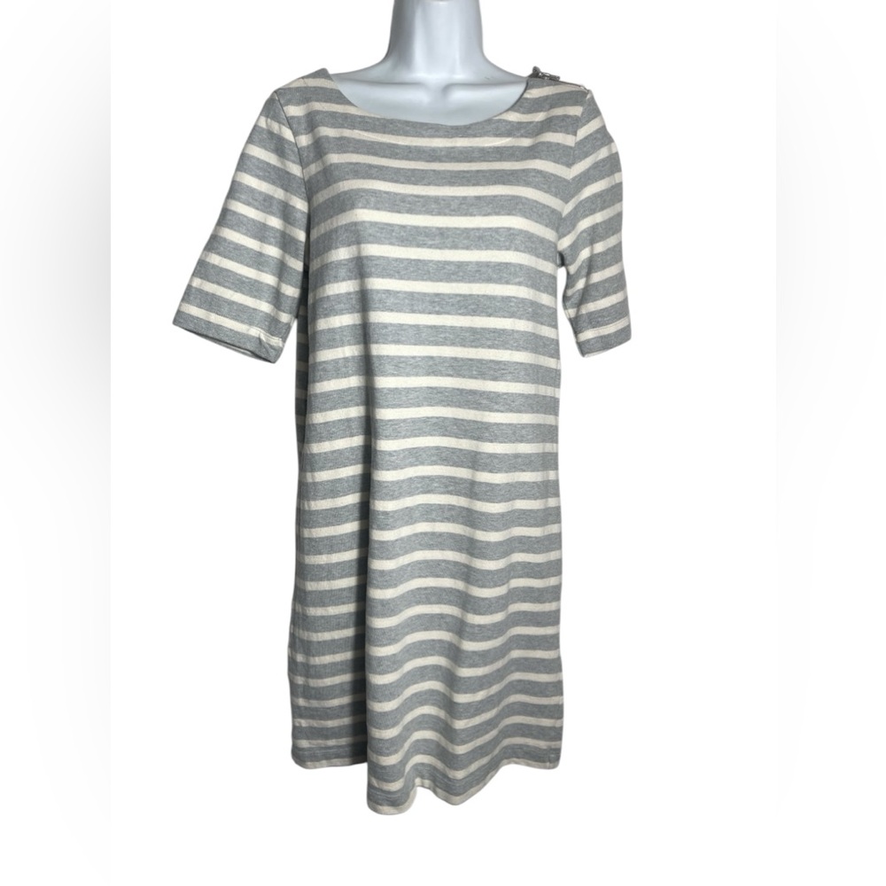Gap dress size medium grey and white striped boatneck casual shift dress 🩶🩶